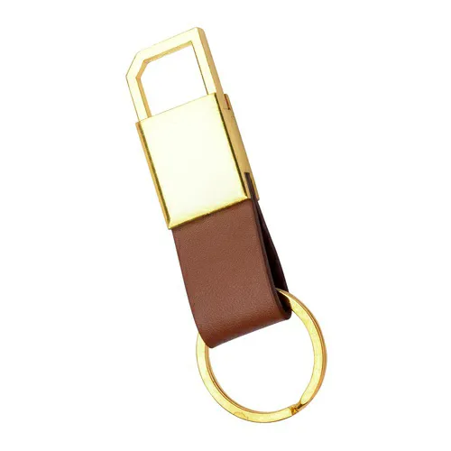 Tan Leather Strap Metal 603-Keychain