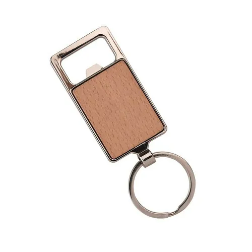 Wooden -Finished Stainless steel Keychain with opener