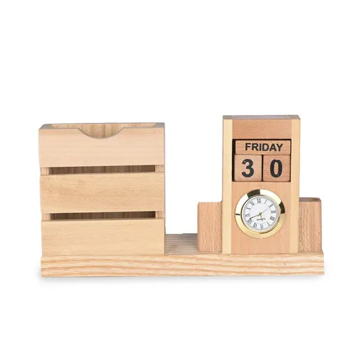 Premium Wooden Desk Organizer with Calendar Blocks