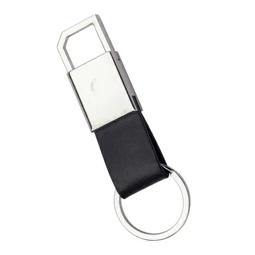 Black Leather Strap Metal 600-Keychain
