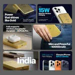 Stuffcool Aura Gold Finish 10000mAh 15W Magnetic Wireless Powerbank