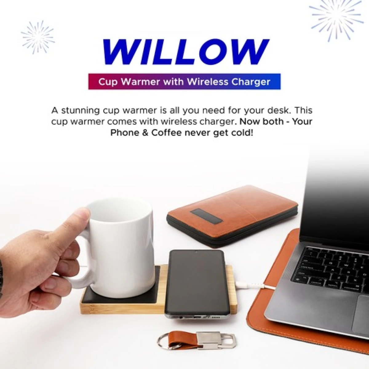Willow 2.0 15W Wireless Charger and Cup Warmer Function