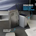 Stuffcool Giga Max smallest 25000mAh powerbank with 100W Built-in Type-C Cable