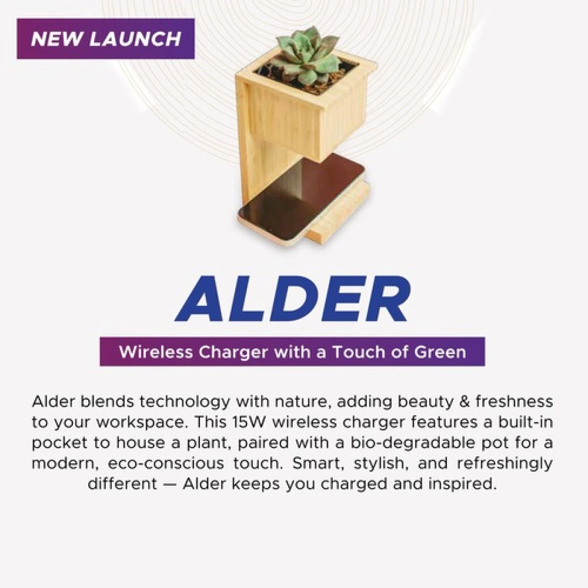 Alder Wireless Charger with Planter
