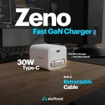Stuffcool Zeno 30W retractable cable wall charger